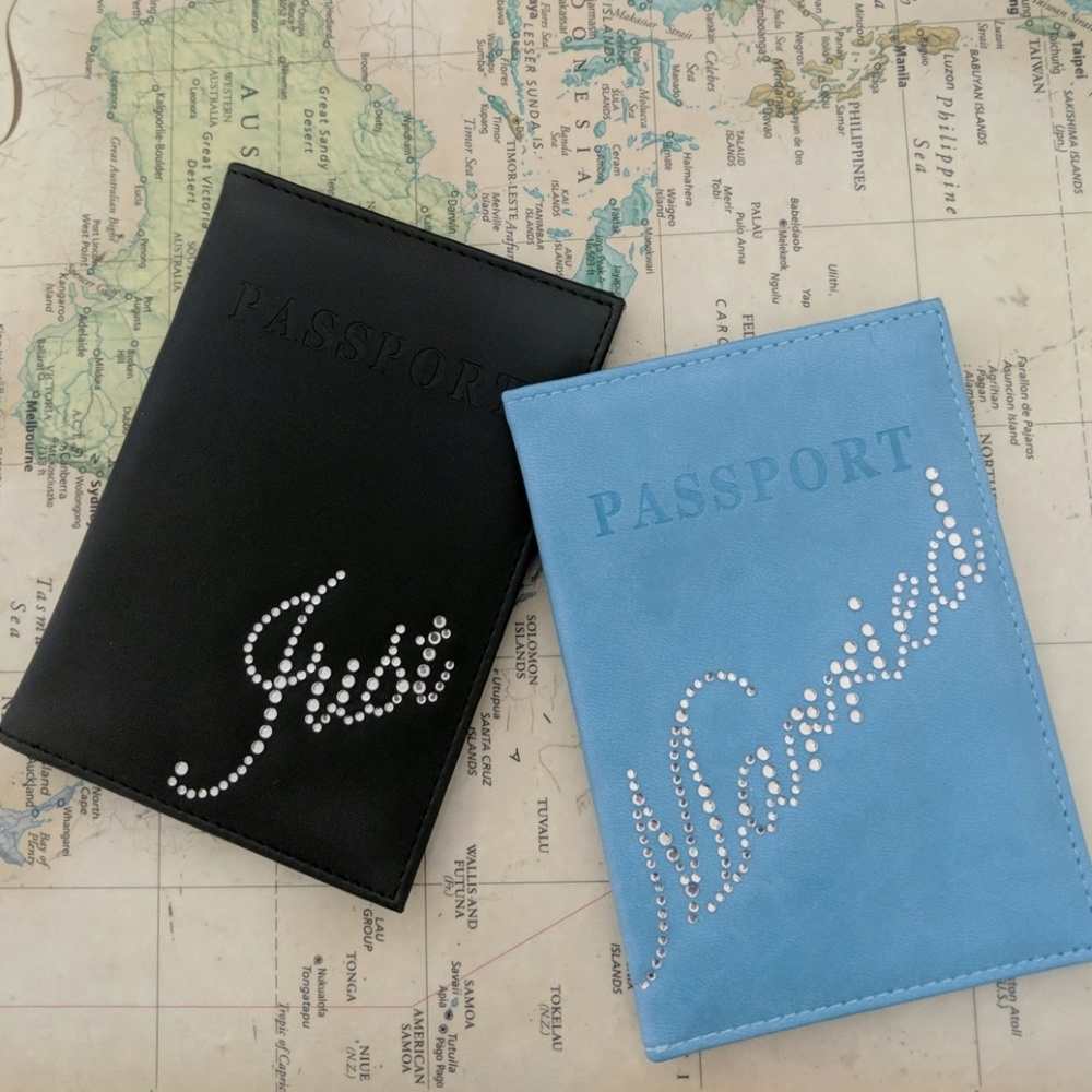 Rhinstone Just Married Passport Holder Set of 2